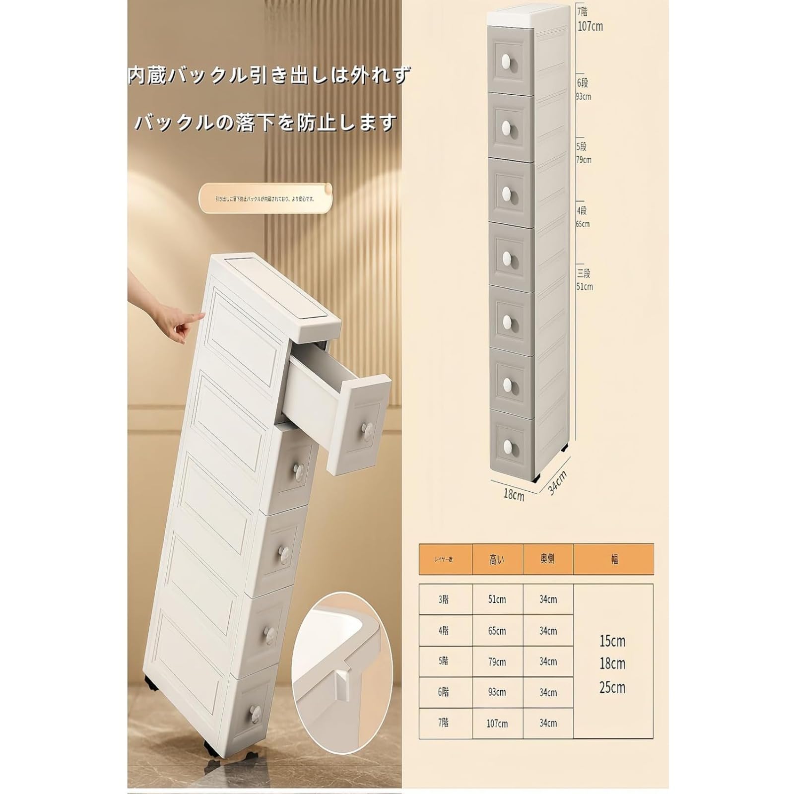 Amazon｜SSZY 隙間収納 チェスト 3/4/5/6/7段 スリムストッカー
